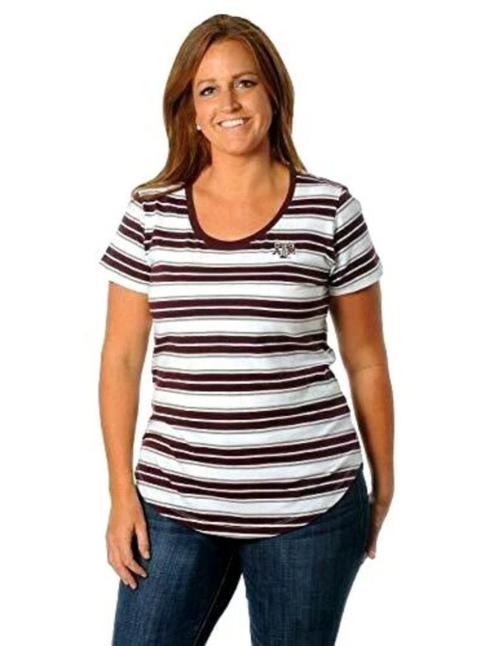 Texas A & M Aggies Womens Top Size Small Tailgate T Shirt Tailored Fit Stripes